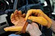 mens brown leather driving gloves